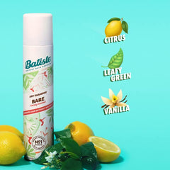 Batiste Bare Dry Shampoo back label explains simple usage steps