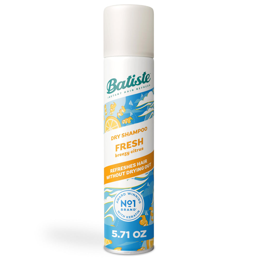Batiste Fresh Dry Shampoo bottle ready to spray for a quick refresh.