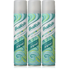 Batiste Original Dry Shampoo three-pack bottles ready for on-the-go refresh.