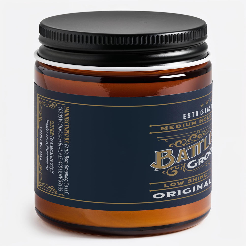 Battle Born Original Pomade texture close-up showing medium hold for versatile styling options