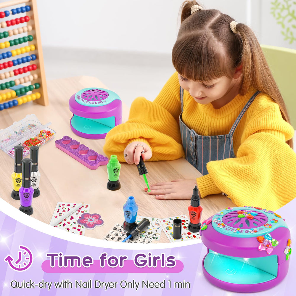 BATTOP sparkly gem dryer demonstrates quick, UV-free drying for little nails