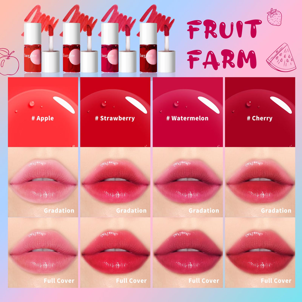 Bayfree Lip Tint Stain wear test shows smudge-proof performance.