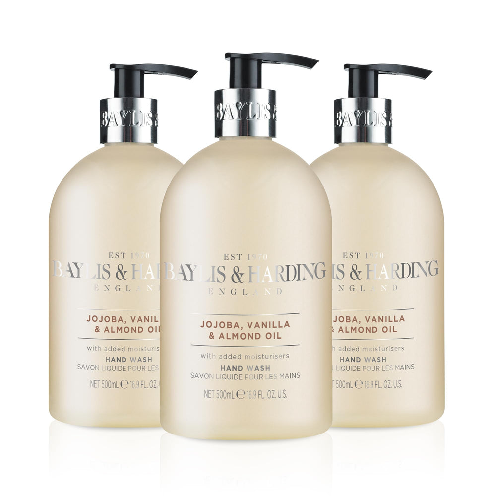 Baylis & Harding hand soap dispenser with jojoba vanilla almond oil for gentle cleansing
