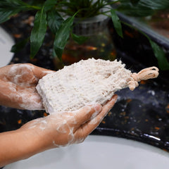 BBTO exfoliating mesh bag texture for a comfortable cleanse