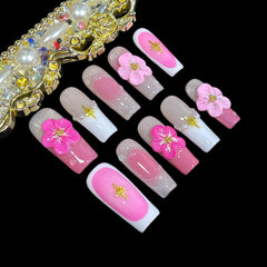 BByogooz square nails showcase elegant manicure detail with French tips and pearls