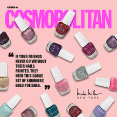 Hands showing manicured nails in Nicole Miller color shades.