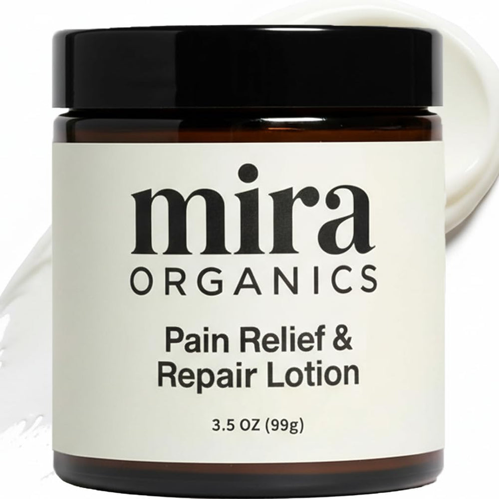 BDQBDQ Mira Organics Pain Relief Cream bottle for quick absorption and daily comfort.