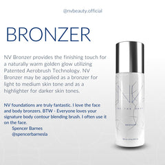 BE THE ENVY NV Perfecting Mist Bronzer on skin achieving an even, natural glow