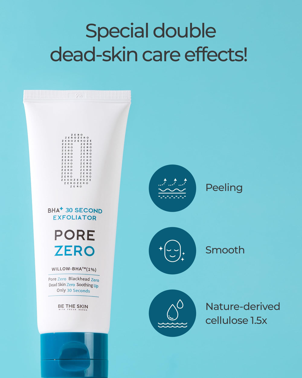 BE THE SKIN BHA+ exfoliation massage focuses on clogged pores and blackheads.