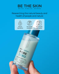 Made-in-Korea BE THE SKIN Pore Zero Serum label signals quality.