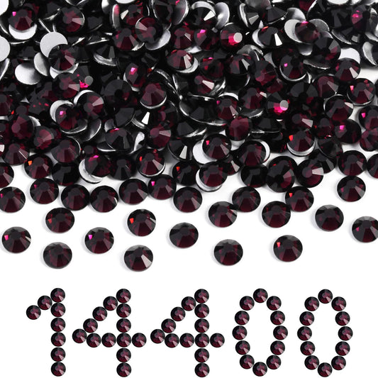 Beadsland Burgundy rhinestones flatback SS10 2.7-2.9mm ideal for nails and crafts