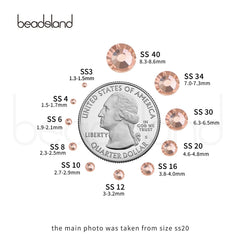Beadsland champagne flat-back rhinestones for clothes; glamorous accents with glassy shine.