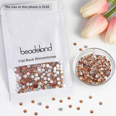 Beadsland champagne flat-back rhinestones for accessories; versatile decor with brilliant facets.