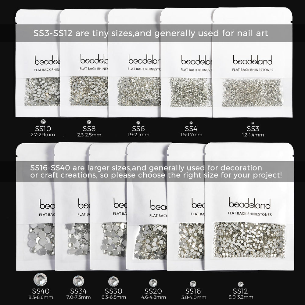 Beadsland decorative rhinestones ideal for clothes, shoes, and crafts.