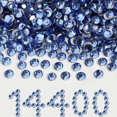 BEADSLAND flatback rhinestones bulk in light sapphire for nails and crafts