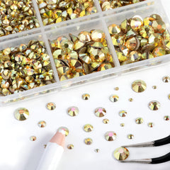 Beadsland gold rhinestones close-up highlighting sparkle for nail art