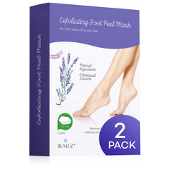 Bealuz Foot Peel Mask packaging with lavender for at-home pedicure.