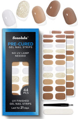 Beaolata cinnamon brown pre-cured gel strip close-up for salon-quality nails