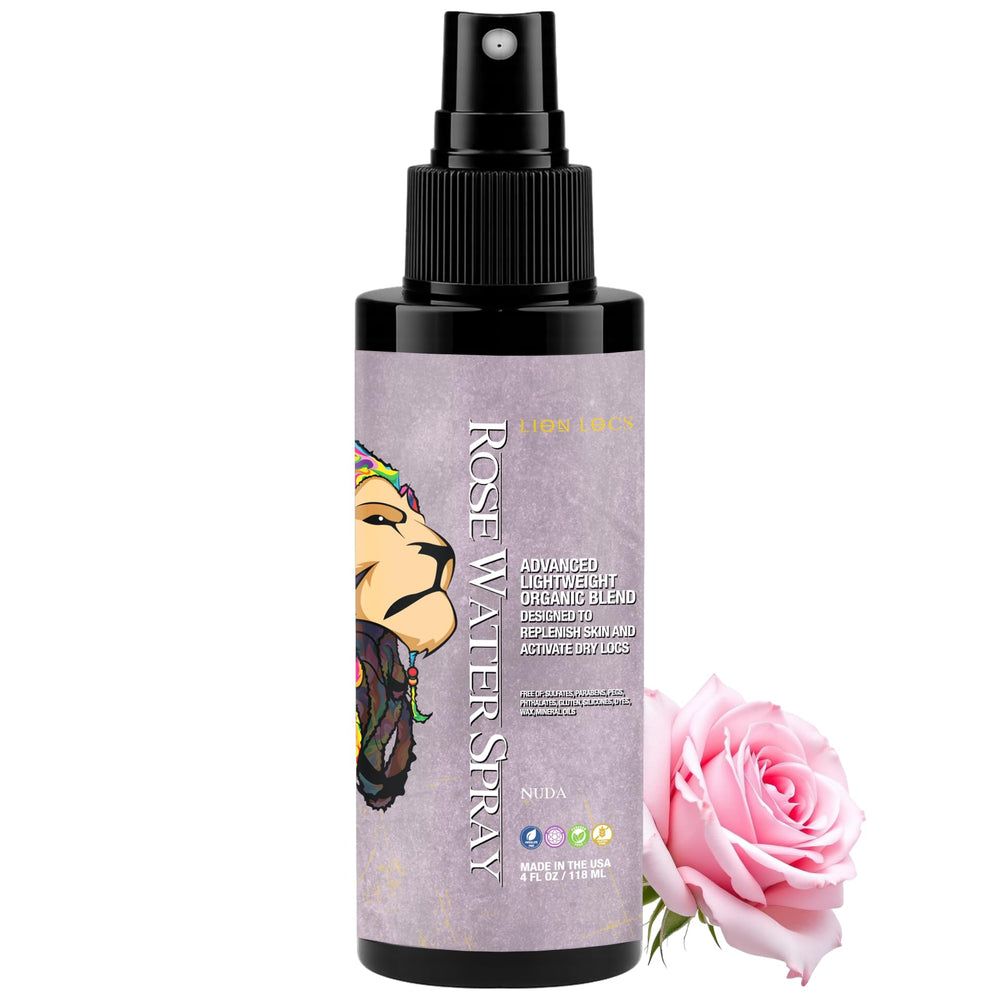 Beard Gains Lion Locs Rosewater spray bottle for refreshing locs between washes