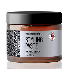 Beardbrand Beard Styling Paste jar close-up showing premium texture for versatile grooming.