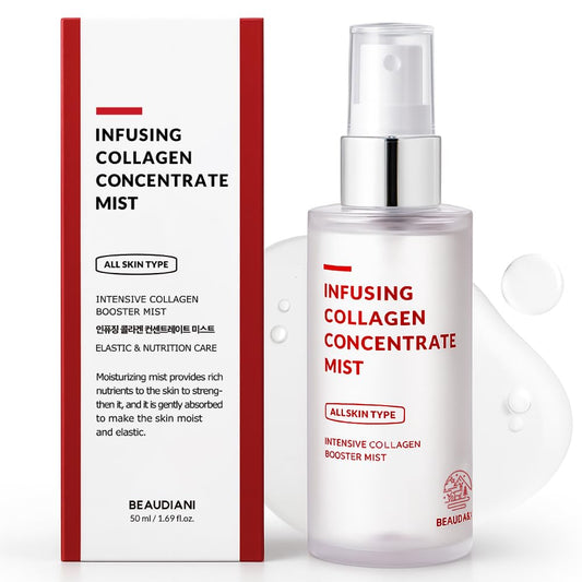 BEAUDIANI Collagen Hydrating Facial Mist bottle for instant moisture and dewy glow.