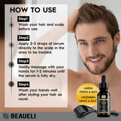 Beaueli scalp close-up demonstrates fast-absorbing, non-greasy formula