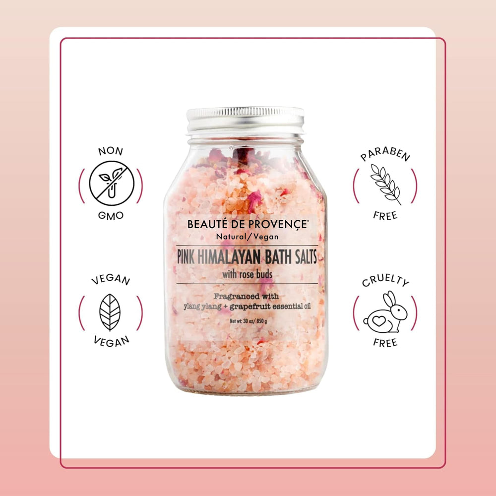 BEAUTE DE PROVENCE bath salts arranged in a bowl ready for a soothing soak.