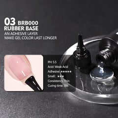 Beautilux Rubber Base gel being smoothed onto the nail for even coverage.