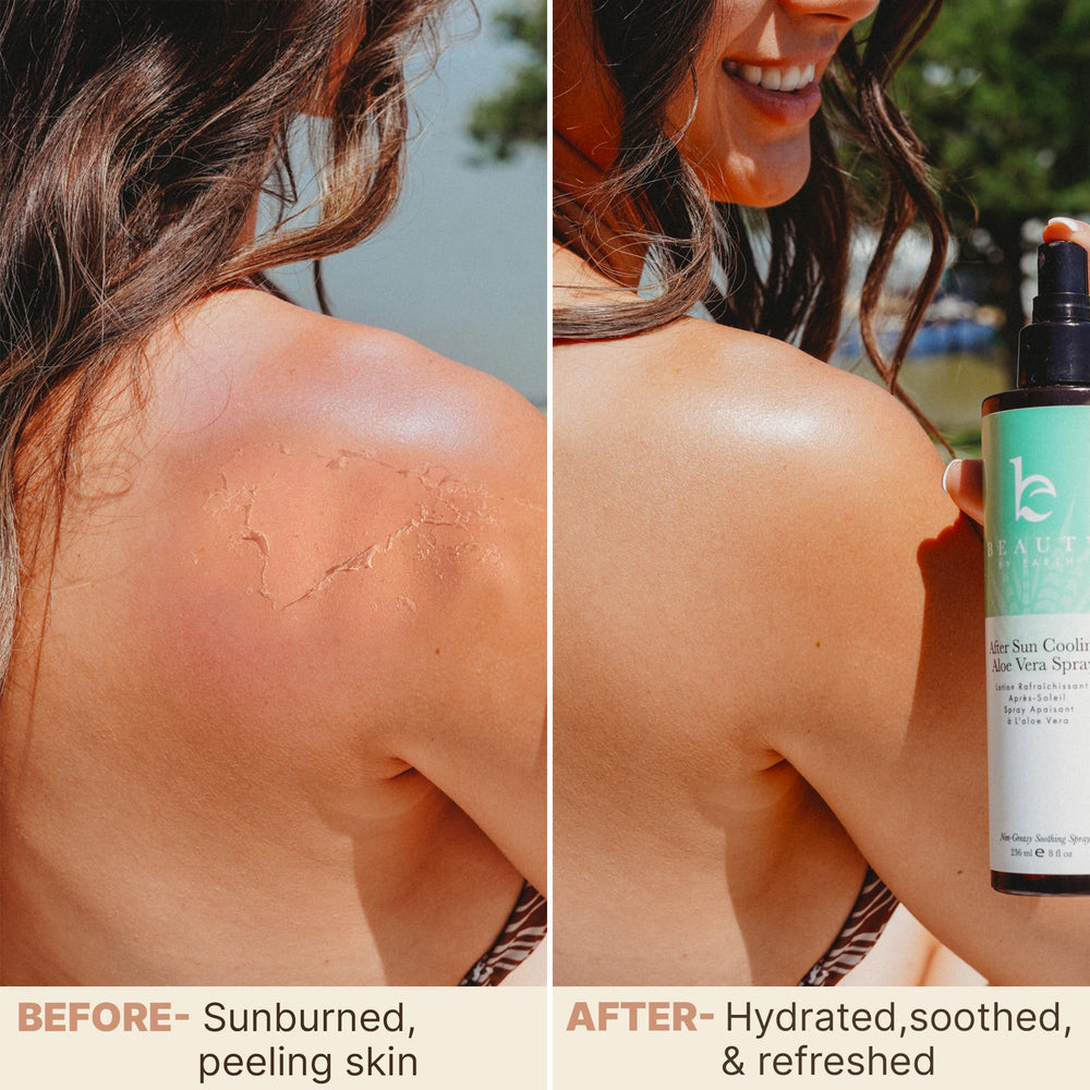 Beauty by Earth aloe vera sunburn-relief spray demonstrating quick absorption