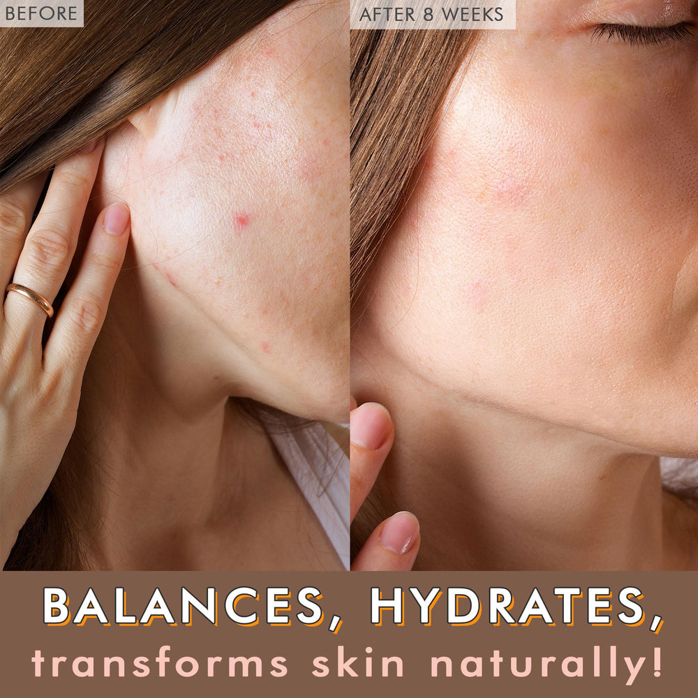 Beauty by Earth Balance amber bottle close-up highlighting natural ingredients.