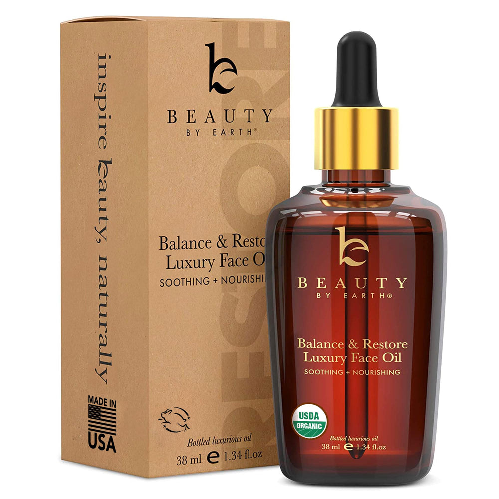 Beauty by Earth Balance bottle with dropper for balanced, nourished skin.