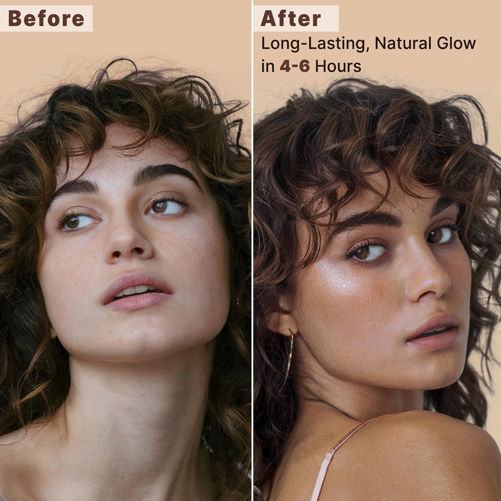 Beauty by Earth application spray demonstrates quick, even coverage for glow.