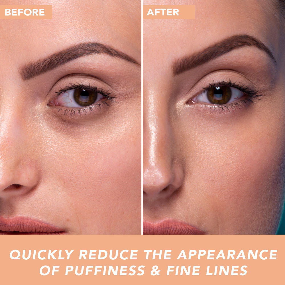 Beauty by Earth cooling roll-on demonstrates instant refresh for tired eyes.