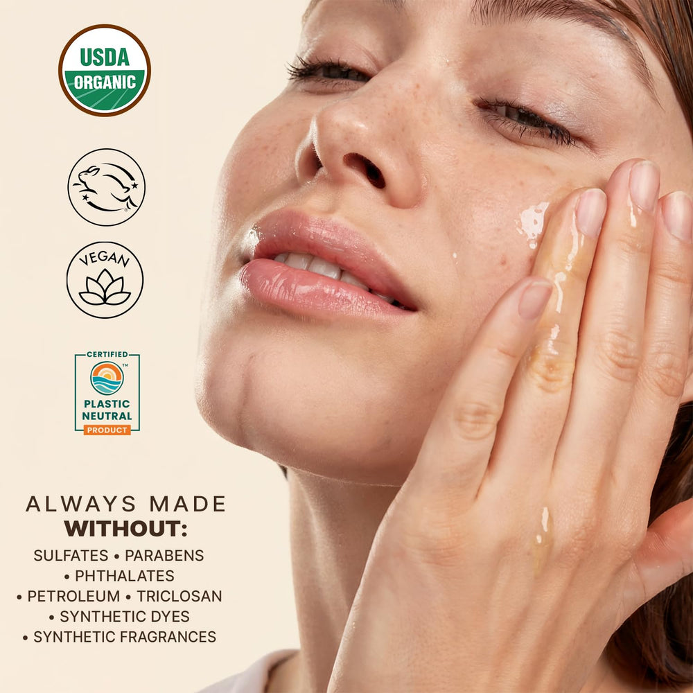 Beauty by Earth face oil featuring argan, jojoba, and moringa nourishes skin.