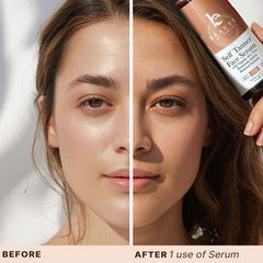 Shade option medium to dark for olive complexion with natural bronze.