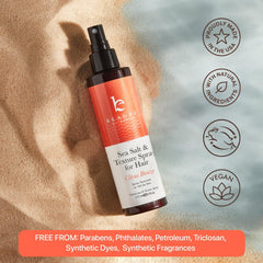 Beauty by Earth Sea Salt Spray user applying for textured look