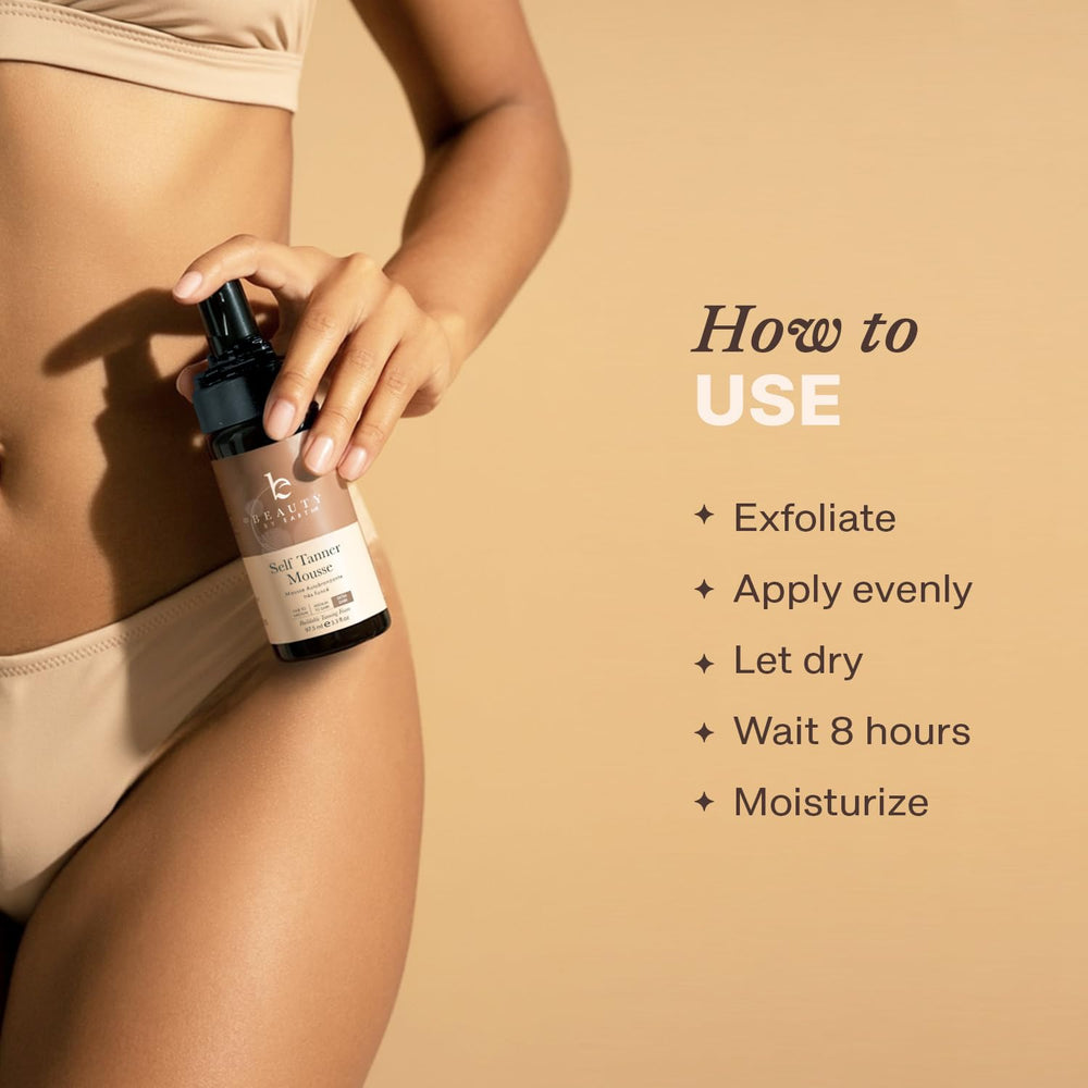 Shade gradient of Beauty by Earth Self Tanner Mousse shows natural fade