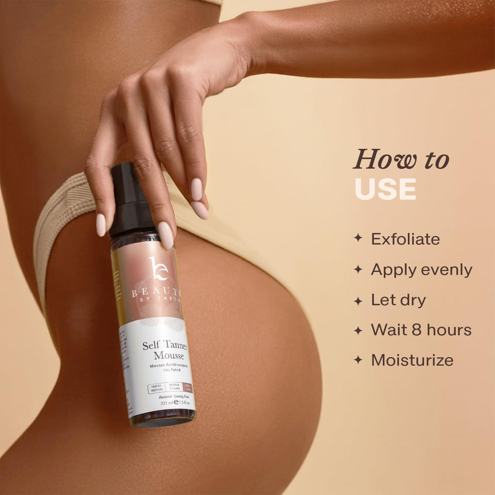 Beauty by Earth long-lasting tan visual conveys consistent fade