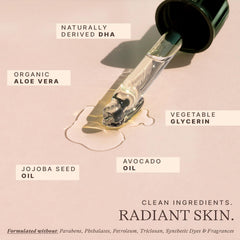 Beauty by Earth self-tanning drops application spread on skin demonstrates even tone