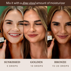 Beauty by Earth self-tanning drops color adjustment demonstrating shade control