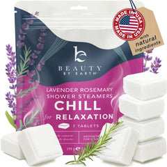 Beauty by Earth lavender shower steamer front view for calming aromatherapy
