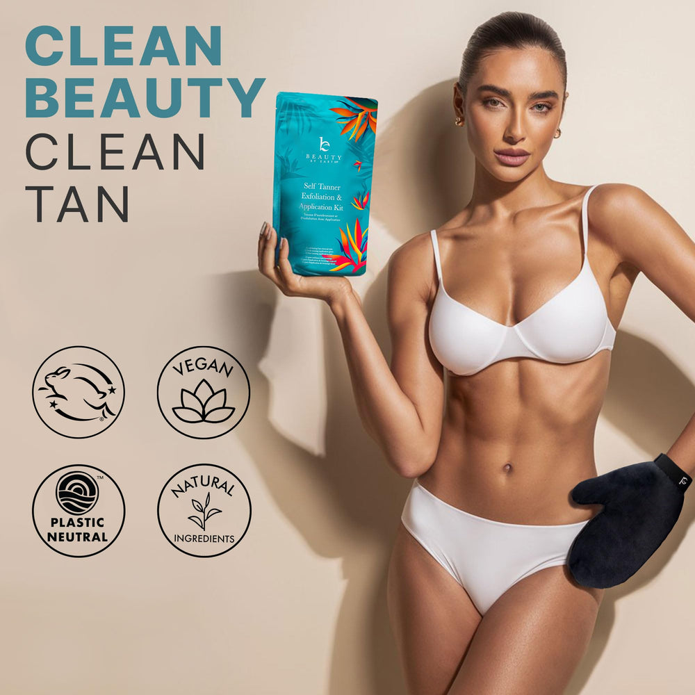 Beauty by Earth two-shades bottle highlights lighter and deeper tan options
