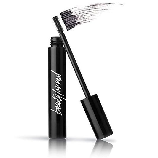 Beauty For Real Hi-Def Mascara Just Black bottle showcases sleek packaging for on-the-go touchups