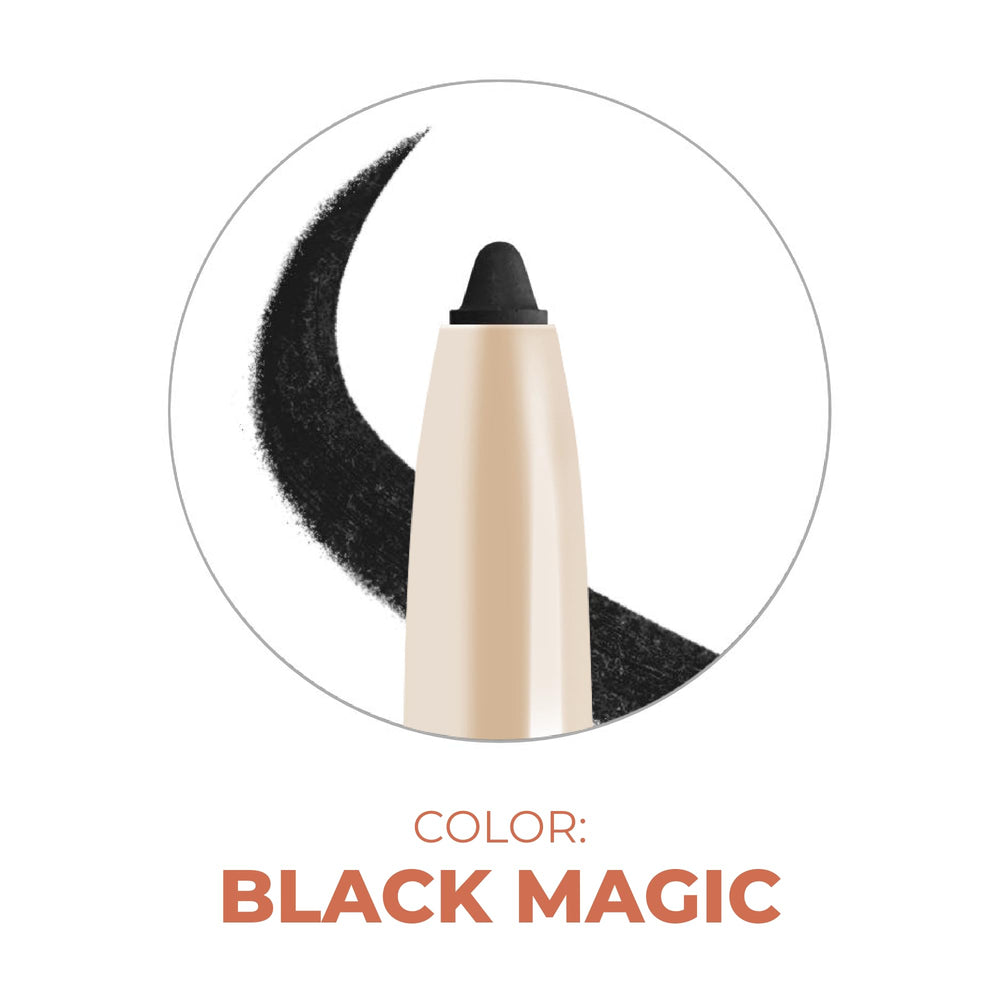 Beauty For Real I-Line 24-7 eyeliner Black Magic matte finish defines features.