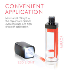 Beauty For Real lip gloss layered over lipstick for vibrant color customization.