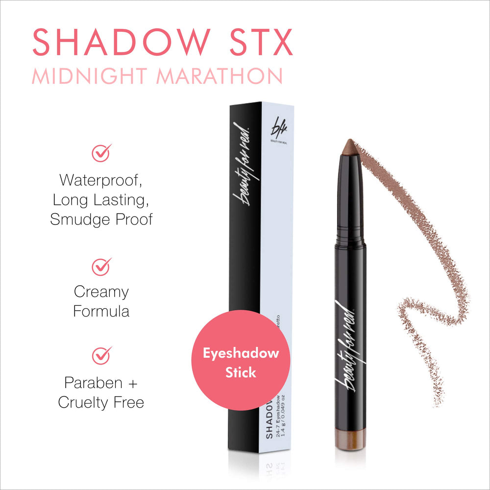 Beauty For Real Shadow Stx Midnight Marathon applying on eyelids for instant color.