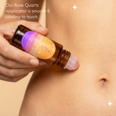 Beauty Glow oil applied to face using the roller for smooth absorption.