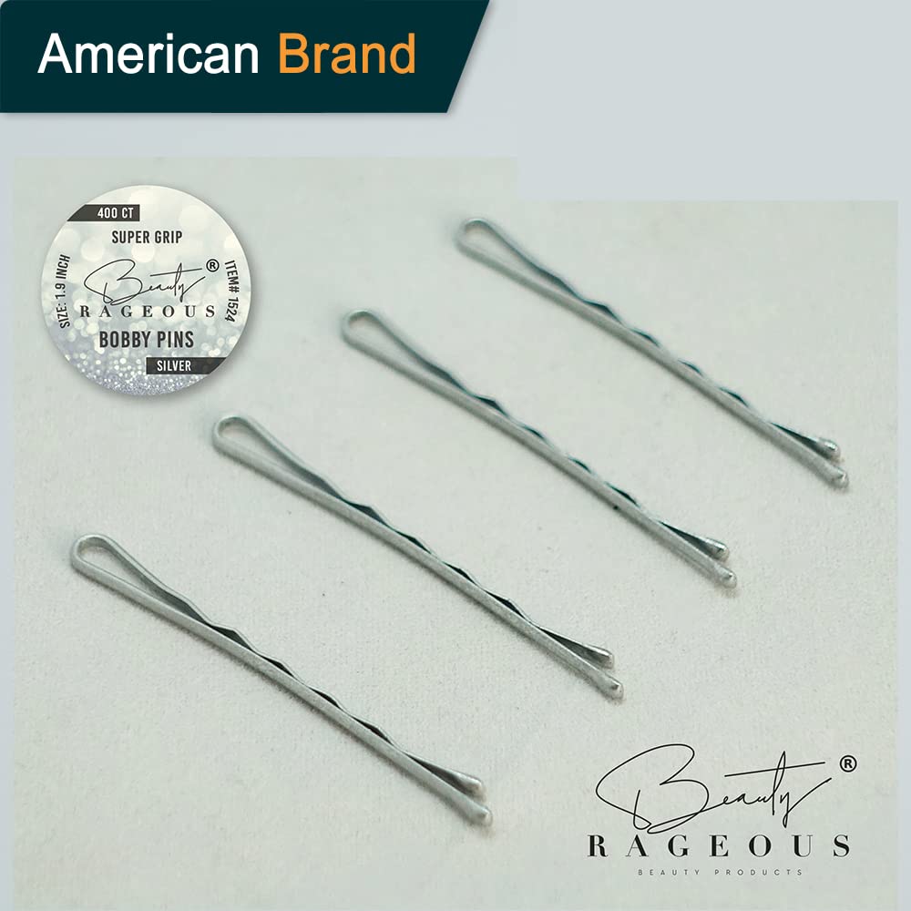 Beauty Rageous Bobby Pins show a wavy grip side for secure hold.