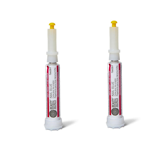 Beauty Secrets Drip & Clog Proof Nail Glue 2-pack secures press-on nails