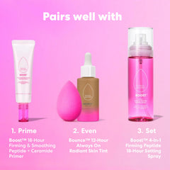 Beautyblender Boost primer hydration imagery highlighting moisture lock